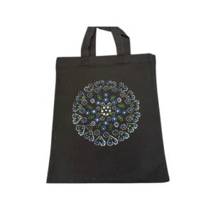 Zwarte Katoenen Tas met Staphorster Stipwerk – 27 × 23 cm nr. 1