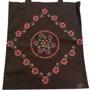 Zwarte Katoenen Tas met Staphorster Stipwerk – 41,5 × 38 cm nr. 6
